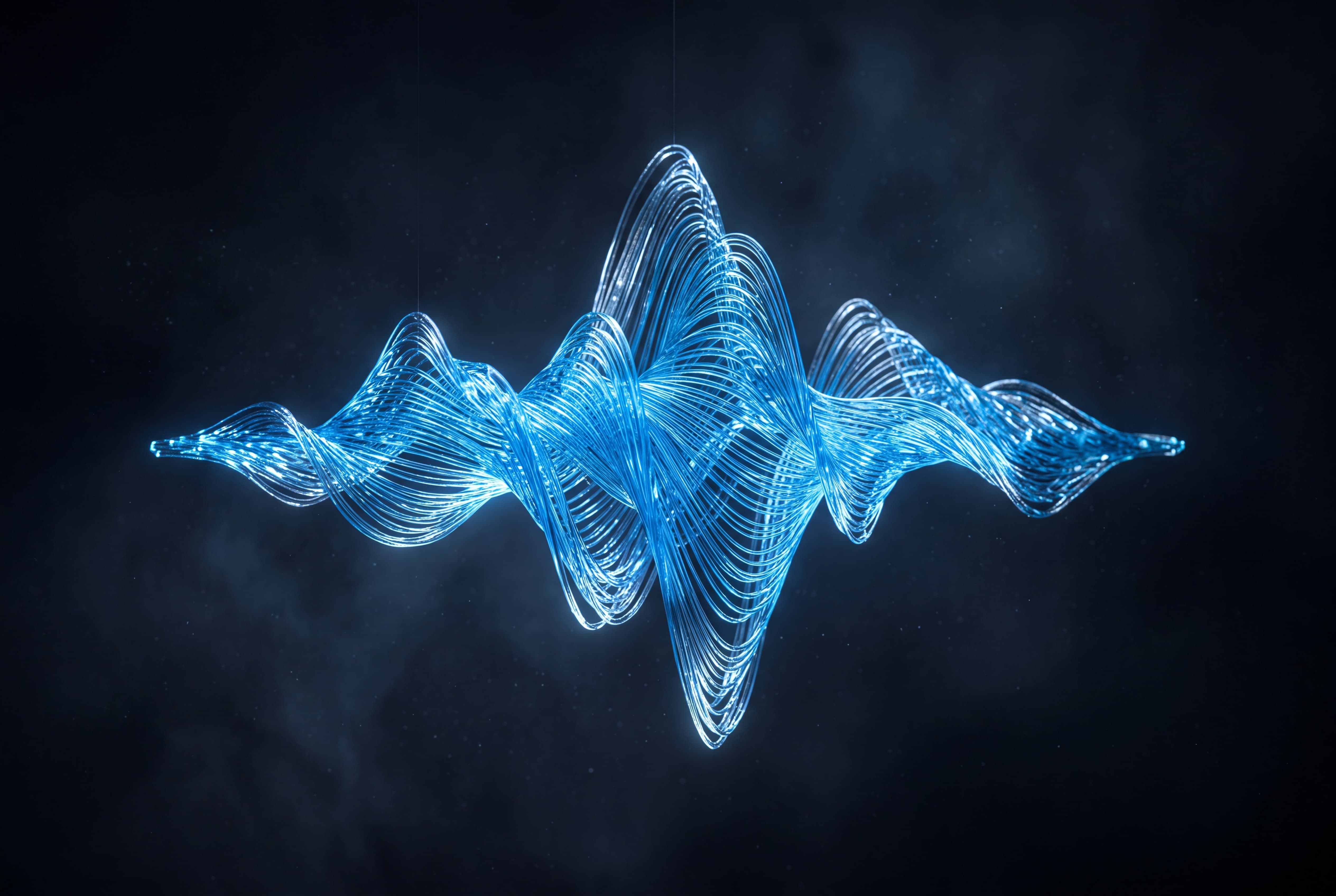 Audio waveform sculpted in blue light